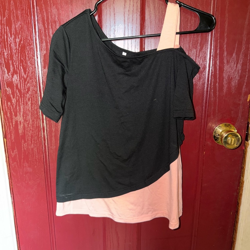 Black and Blush Layered Two-Tone Top